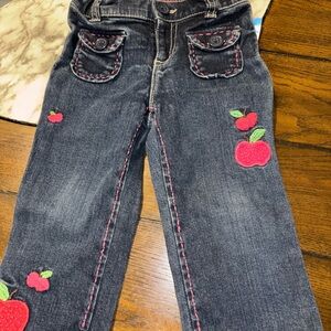 GAP Kids Dark Denim Jeans with Red Apple Embroidery
